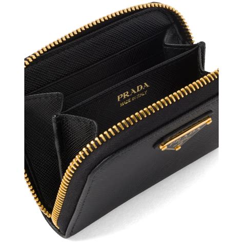 prada saffiano card case stamped logo leather nero|prada saffiano zipper wallet.